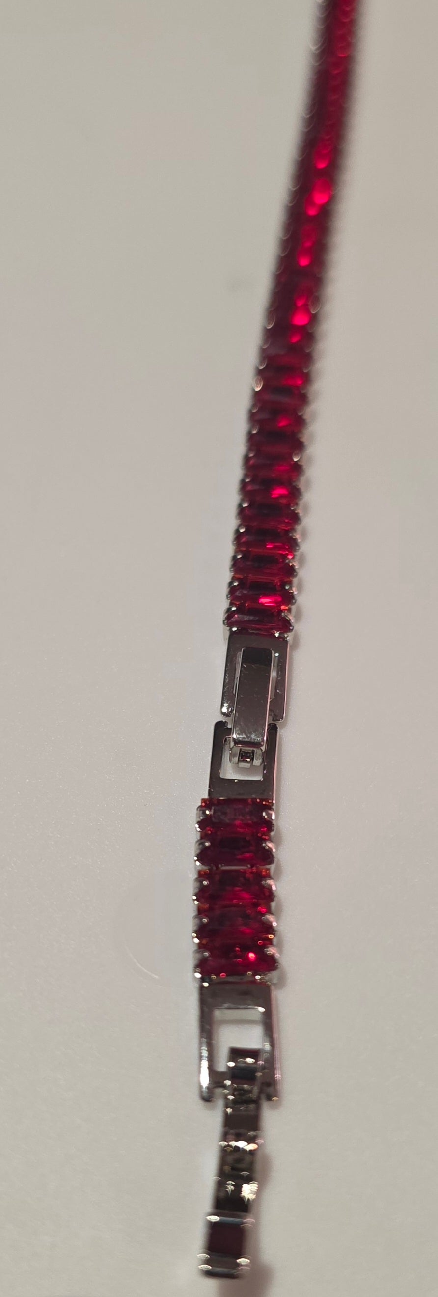 "Goth" Dark Red C.Z. Gems set in Gun-metal Stainless Steel