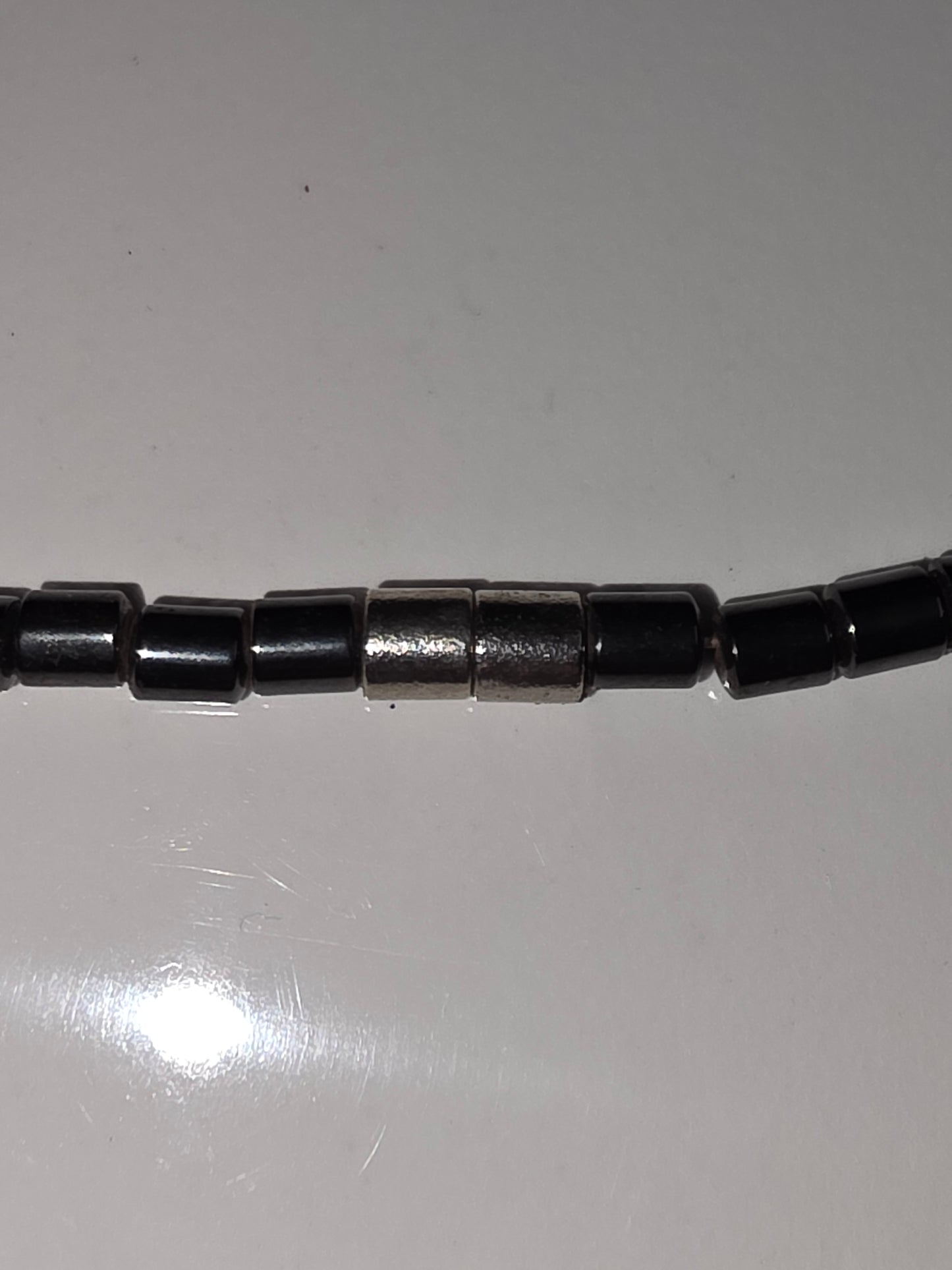 "Rainbow Aura" Skull Hematite Necklace