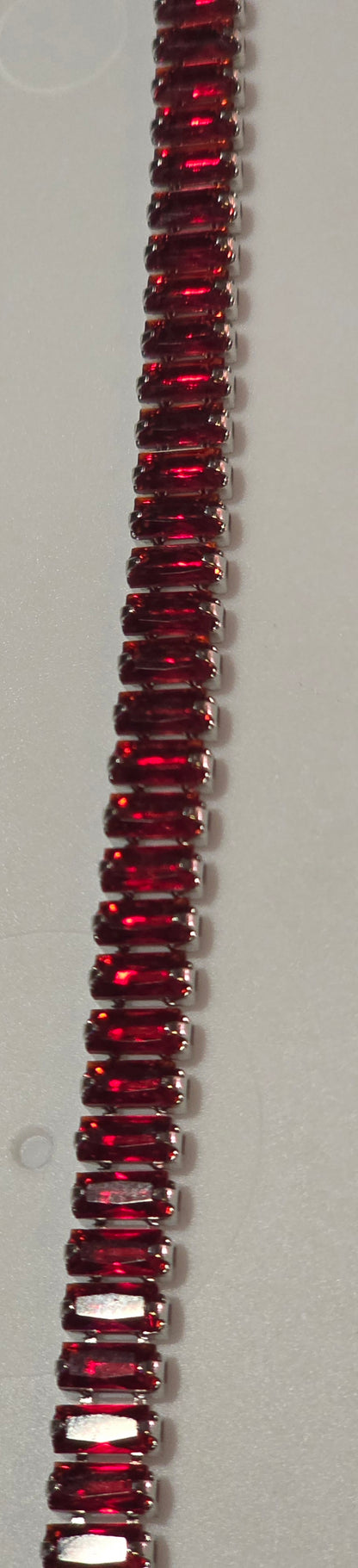 "Goth" Dark Red C.Z. Gems set in Gun-metal Stainless Steel
