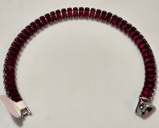 "Goth" Dark Red C.Z. Gems set in Gun-metal Stainless Steel