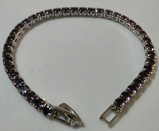 3.5mm Wide Violet C.Z. Tennis Bracelet