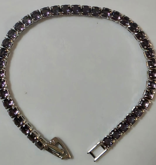 3.5mm Wide Violet C.Z. Tennis Bracelet